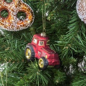 Eglutės papuošalas stiklinis Traktorius raudonas 5x9,2x7,1 cm Ornaments KLD