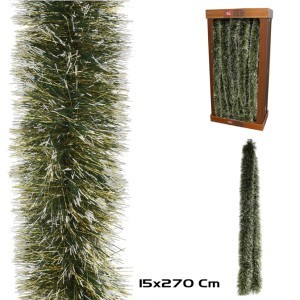 Girlianda kalėdinė eglutei 15 cm x 2.7 m žalia/auksinė 8445393710150 KLD