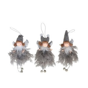 Eglutės papuošalas Angelas pilkas 16 cm (mix 3) 8445393076034 kld