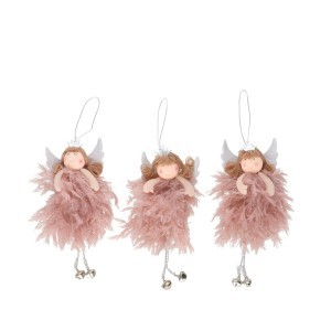 Eglutės papuošalas Angelas rožinis 17 cm (mix 3) 8445393076058 kld