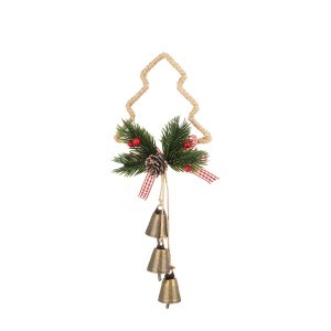 Dekoracija pakabinama eglė su varpeliais metalinė 16x13x3,5 cm 181195 KLD