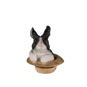 Figūrėlė polirezininė Zuikis kepurėje 12x12x14 cm velykinis Clayre