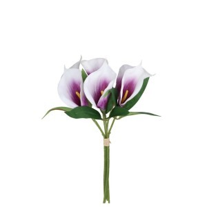 Dekoratyvinė gėlių puokštė Kalijos baltos/violetinės 21x21x35 cm 8445393435107