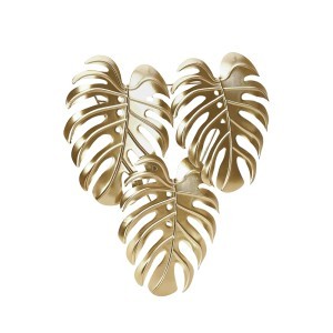 Sienos dekoracija Lapai 41x4x42 cm metalinė, aukso spalvos 121663