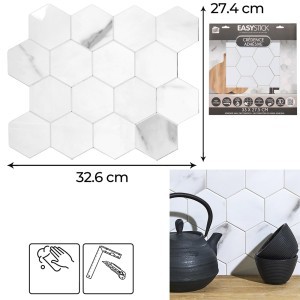 Plokštelė sienai lipni dekoratyvinė balta sp. 33x27,5 cm HD7721