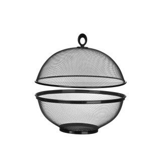 Vaisinė su dangčiu D27xH24 cm juodos spalvos metalinė Kinvara 64216