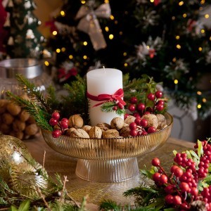 Lėkštė vaisiams stiklinė rusvos sp. D25xH11 cm CURLY Ambition 67609