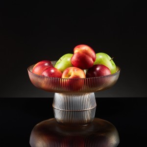 Lėkštė vaisiams stiklinė rusvos sp. D25xH11 cm CURLY Ambition 67609