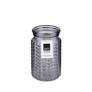 Vaza stiklinė lapelių rašto D10,7xH17,9 cm 530 g ARTICASA 871125224408