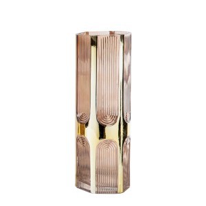 Vaza stiklinė rudos/aukso sp. 35,5x12.5 cm HR-V034