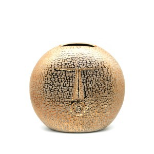 Vaza keramikinė aukso spl. 23x14x24 cm