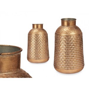 Vaza metalinė 22,5x22,5x39,5 cm sendinto aukso spalvos Giftdecor 75116