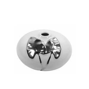 Vaza keramikinė balta su sidabro spalvos lapais 19 cm 30246