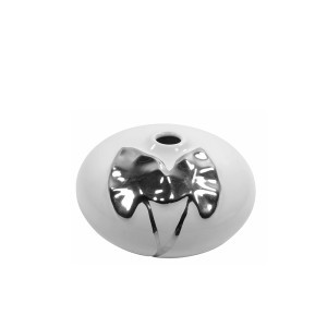 Vaza keramikinė balta su sidabro spalvos lapais 15,5 cm 30245