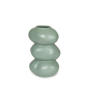 Vaza keramikinė pilkos/žalios spalvos (mix) 20x13 cm 32274