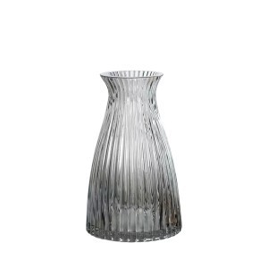 Vaza stiklinė pilka sp. D8xH20,5 cm HR-1220