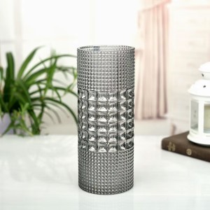 Vaza stiklinė pilkos sp. D12xH30 cm HR-G1601