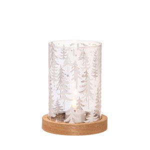 Žvakidė stiklinė, medinė 12x12x16 cm Tree 4Living 629865