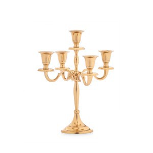 Žvakidė 5 žvakėm auksinės spalvos metalinė 9x22x28,5 cm Giftdecor 91455