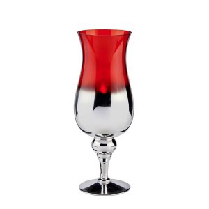 Žvakidė stiklinė sidabro/raudonos spalvos D13xH35 cm Giftdecor 56459