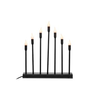Žvakidė su 7 LED žvakėmis metalinė, juodos sp. 32x5,5x36,5 cm Finnlumor 610331