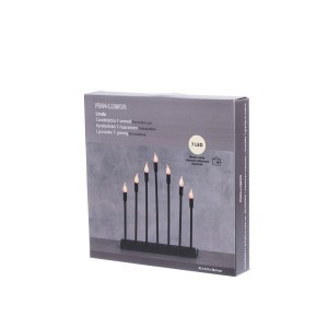 Žvakidė su 7 LED žvakėmis metalinė, juodos sp. 32x5,5x36,5 cm Finnlumor 610331