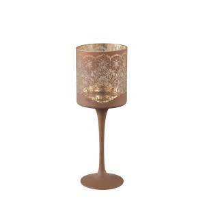 Žvakidė stiklinė ruda 9x9x25 cm (žvakės diam. iki 8 cm) Opix PTMD 105749