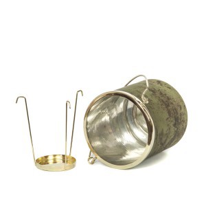 Žvakidė stiklinė su metalu bronzos spl. 16x16x18.5 cm  Art glass