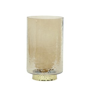 Žvakidė stiklinė gintaro spl. 15.5x15.5x25 cm  Art glass