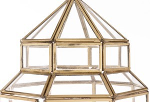 Žvakidė/žibintas metalinė aukso spl. 40x19x19 cm 173369