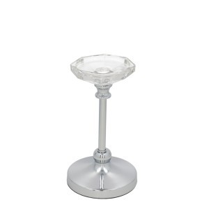 Žvakidė stiklinė/metalinė 11.5x21 cm sidabro sp. 8445393495934