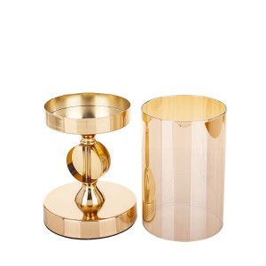 Žvakidė metalinė/stiklinė aukso spl.  29x12x12 cm 168991