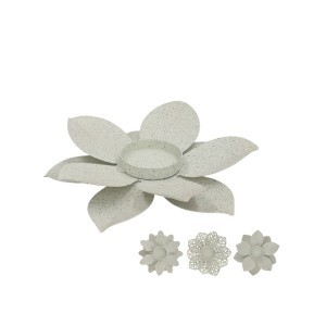 Žvakidė metalinė Gėlė 17x17x4 cm balta (mix 3) 8445393433967