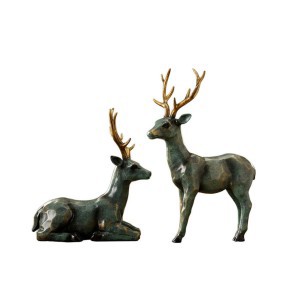 Figūrėlė Elnias 2 vnt. smaragdo/aukso sp. 24x11,5x36 cm 23x12,5x27 cm W8000-348