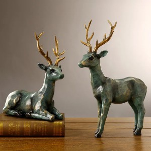 Figūrėlė Elnias 2 vnt. smaragdo/aukso sp. 24x11,5x36 cm 23x12,5x27 cm W8000-348