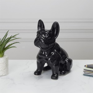 Figūrėlė keramikinė Buldogas juodos sp. 28x30x16 cm Home Deco HD1314