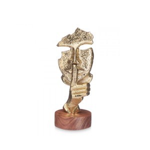 Statulėlė Kaukė metalinė, medžio pagrindas 11x12x29 cm Giftdecor 91463