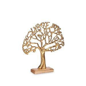 Dekoracija Medis aukso spalvos, metalinė/medinė 6,5x31x33,5 cm Giftdecor 91078