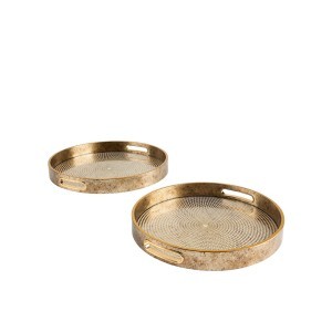 Padėklai 2 vnt su stiklu apvalūs 36x36x4 (32x32x4) cm Atmosphera 204019