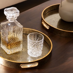 Padėklai 2 vnt su stiklu apvalūs 36x36x4 (32x32x4) cm Atmosphera 204019