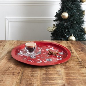 Padėklas metalinis kalėdinis D32 cm KA0384 KLD
