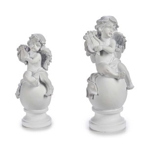 Figūrėlė polirezininė Angeliukas su arfa 15x15x32,5 cm Krist+ 62744 kld