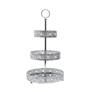 Padėklas stiklinis 3 aukštų sidabro sp. 25x46,5x25 cm Home Deco KA0113