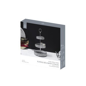 Padėklas stiklinis 3 aukštų sidabro sp. 25x46,5x25 cm Home Deco KA0113