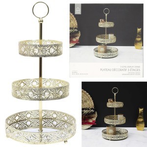 Padėklas metalinis 3 aukštų aukso sp. 25x46,5x25 cm Home Deco KA0112