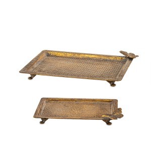 Padėklai metaliniai su drugeliu 2 vnt. 4,5x34x24,5 4x26,5x19,5 cm 175606