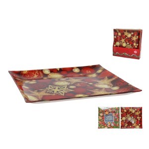 Dekoratyvinis padėklas stiklinis kalėdinis 30 cm (mix 2) 8445393064048 kld