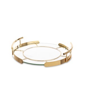 Padėklas metalinis /stiklinis aukso spl.  5x25x26 cm 176117