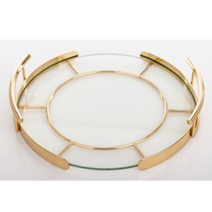 Padėklas metalinis /stiklinis aukso spl.  5x25x26 cm 176117