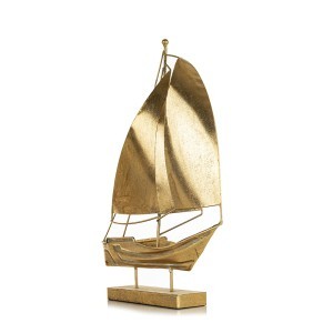 Statulėlė metalinė Laivas aukso spl.45x33x8 cm 184634